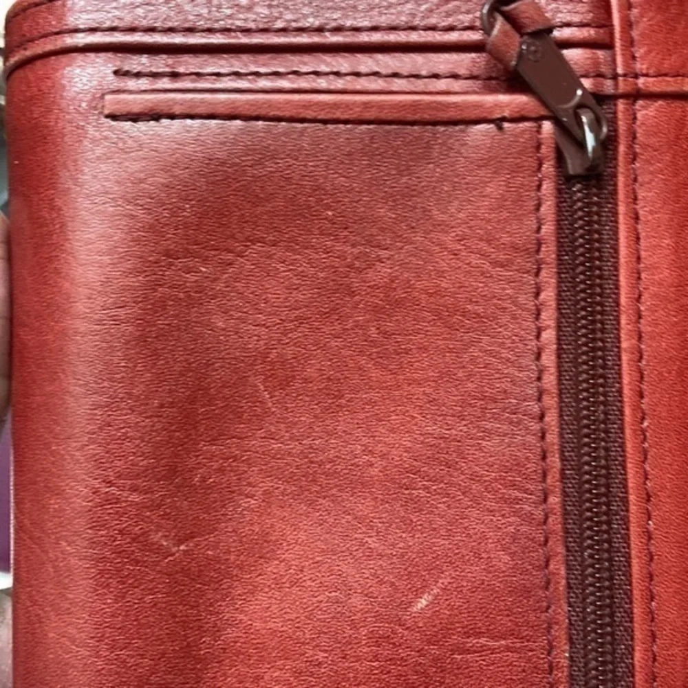 Bosca red leather checkbook wallet